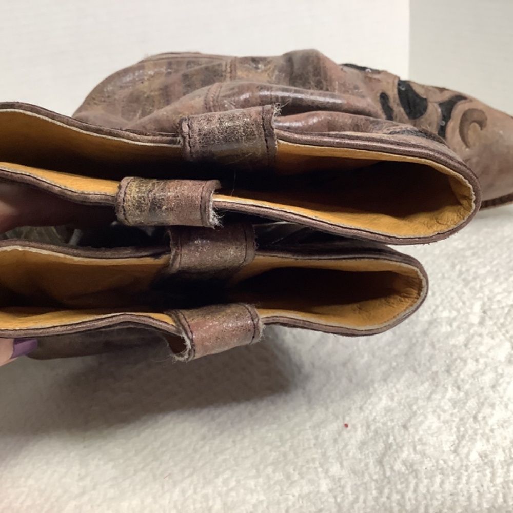 Corral boots brown/camel/tobacco leather sequins slouch‎ western cowboy boots - Picture 13 of 17